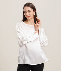 Round Collar 22 Momme Silk Blouse
