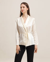 Collared Lace-up Silk Blouse