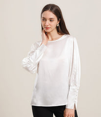 Round Collar 22 Momme Silk Blouse