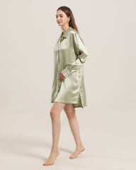 Irregular Silk Shirt Dress For Women