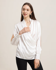 Women's Silk Blouse Shirts with Split Sleeves