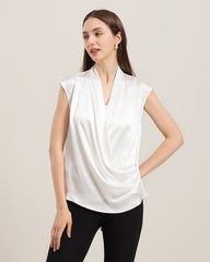 Cap Sleeve Silk Wrap Top