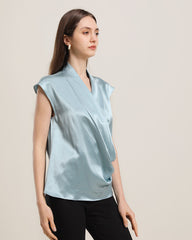 Cap Sleeve Silk Wrap Top