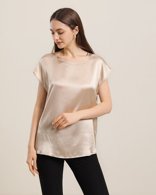 Basic Cap Sleeve Silk Shirt