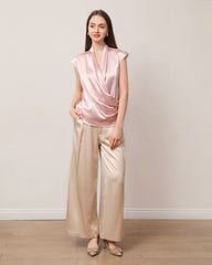 Cap Sleeve Silk Wrap Top