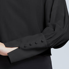 Silk Round Neck Lantern Sleeve Women Shirt