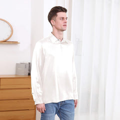 Polo Collar Silk Long Shirt For Men