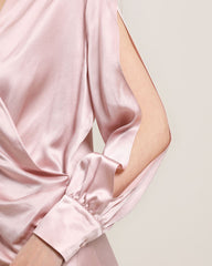 Women's Silk Blouse Shirts with Split Sleeves