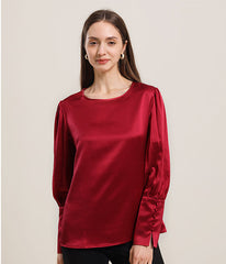 Round Collar 22 Momme Silk Blouse