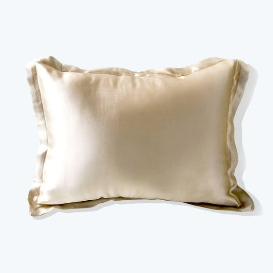 Polyester Filled Pillow With Silk Shell Cushion, Champagne