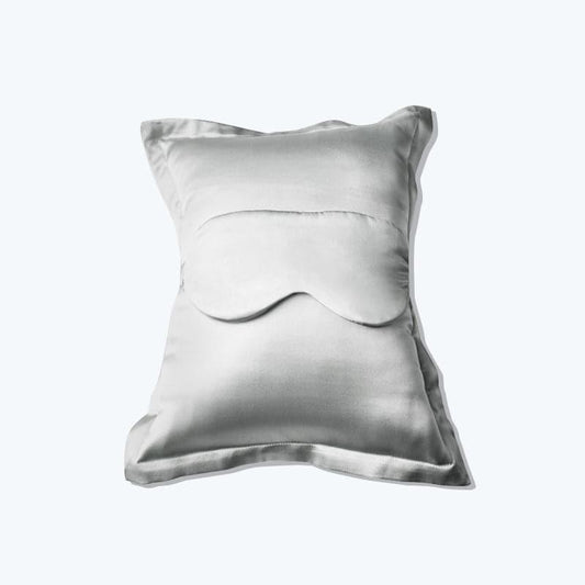 Cushion and Eyemask Silk 2 Pcs Travel Set, Grey