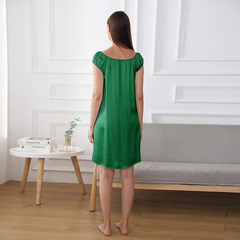 Cute Silk Pajamas Nightgown, Dark Green