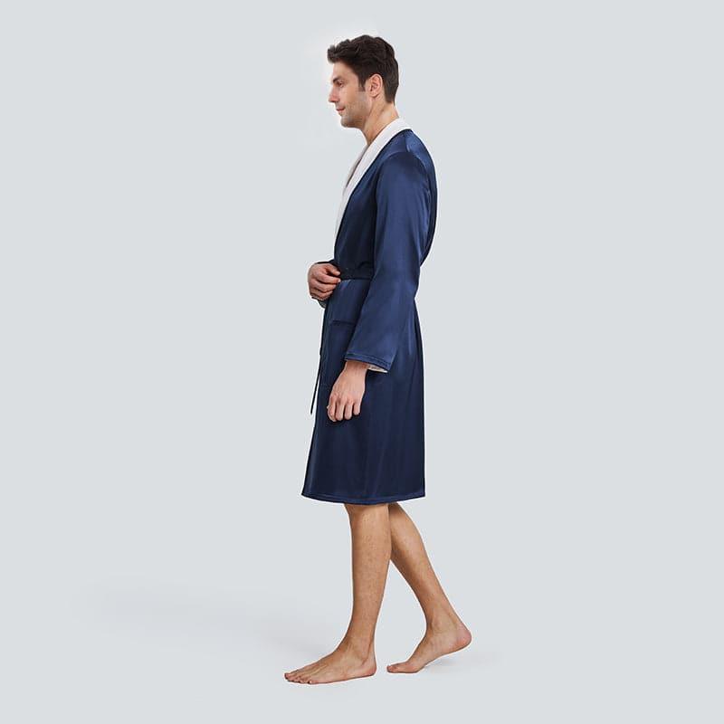 Double Side Wear Sleep Robe Men Pajamas, Navy