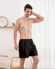 Luxury Fitted Draping Silk Boxer for Men, Black
