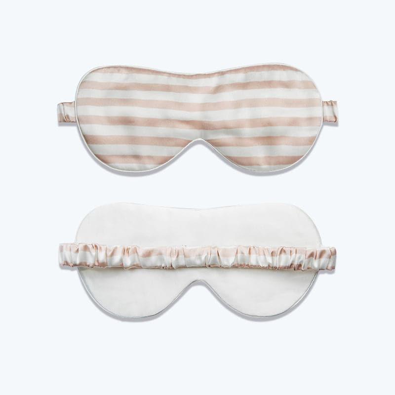 Pure Silk Eye Mask Stripe Pattern, Pink