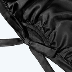 Silk Hair Care Sleep Cap With Bow Knot, Black