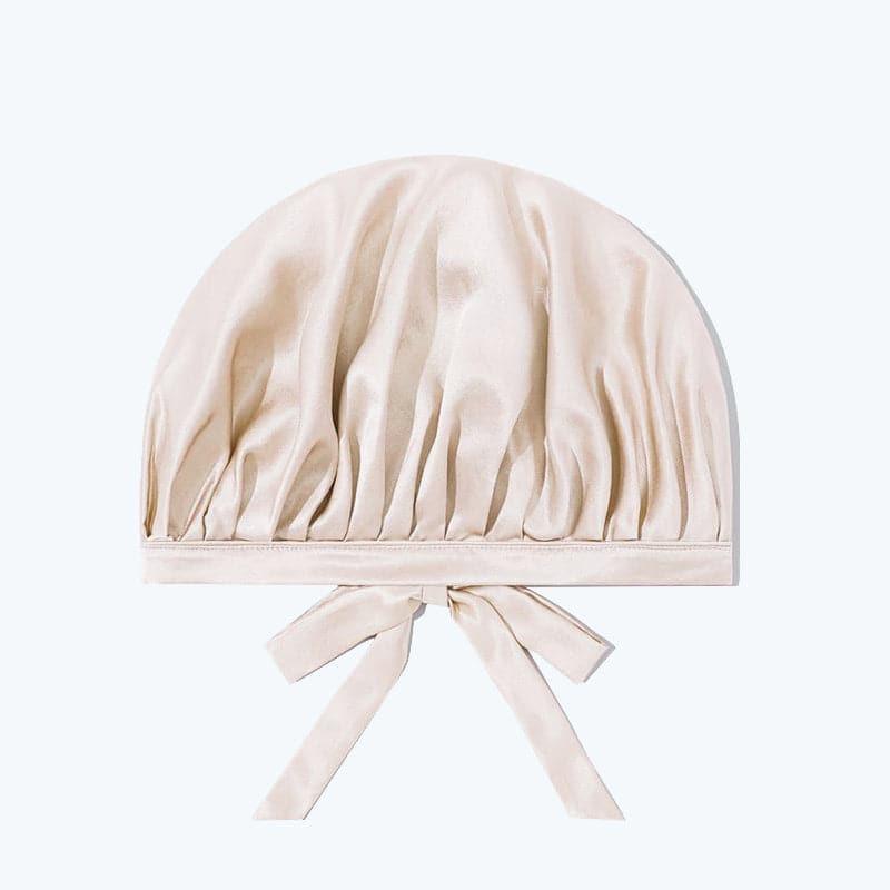 Silk Hair Care Sleep Cap With Bow Knot, Champagne