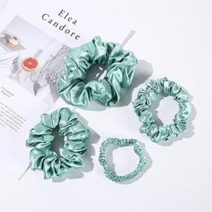 22 Momme Silk Hair Scrunchies 4PCS, Green