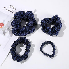 22 Momme Silk Hair Scrunchies 4PCS, Navy
