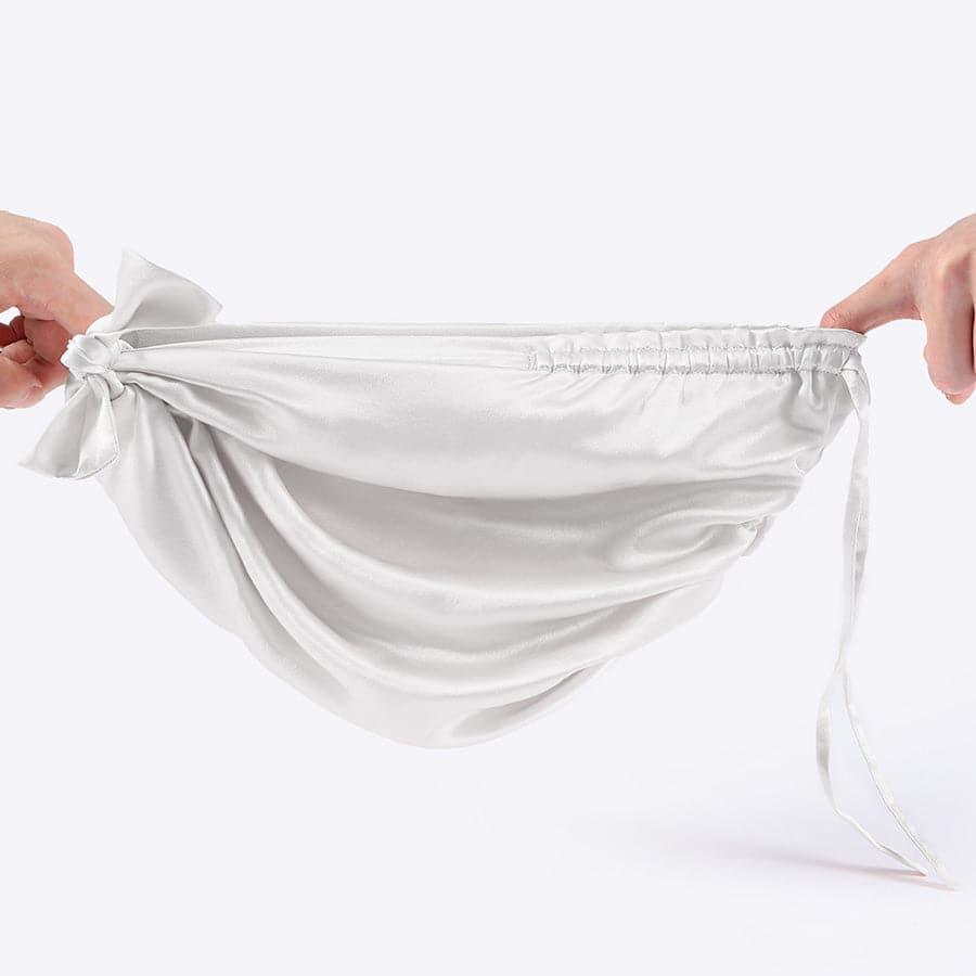 Silk Night Sleeping Cap with Ribbons Grey