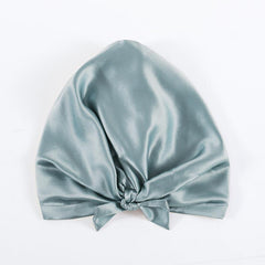 Silk Night Sleeping Cap with Ribbons Haze Blue