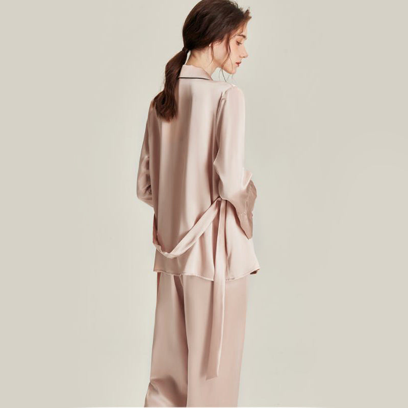 Silk Pajama Set with Robe, Pink