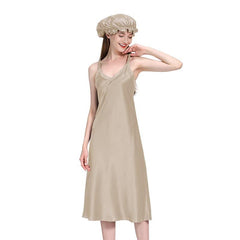Womens Long Silk Nightgown, Chamapgne