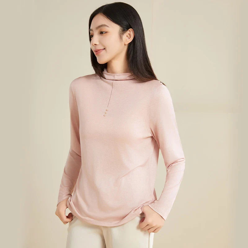 100% Silk Mock-Neck Top