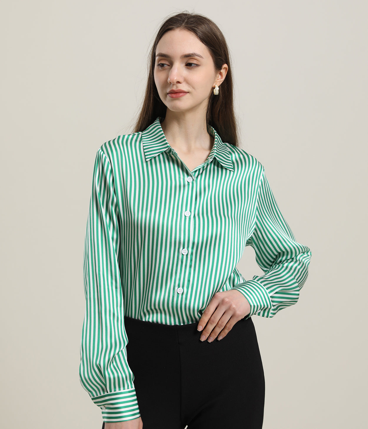 Stripe Silk Blouse for Women