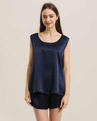 Silk Sleeveless Silk Two Piece Pajamas