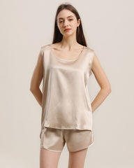 Silk Sleeveless Silk Two Piece Pajamas
