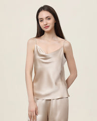 Cowl Neck Camisole Silk Pajama Set