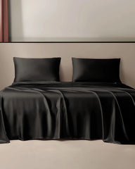 25 Momme 3PCS Silk Flat Sheet Set, Black