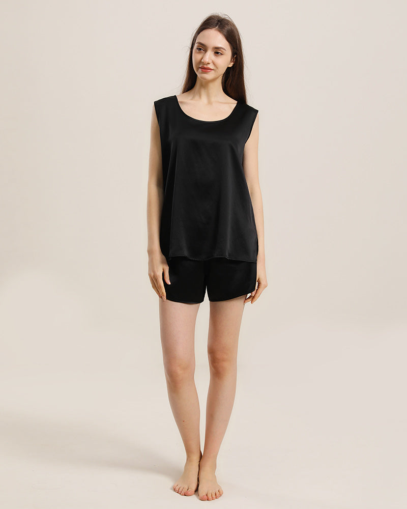 Silk Sleeveless Silk Two Piece Pajamas