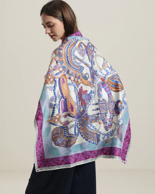 Silk Multiple Elements Purple Color Scarf