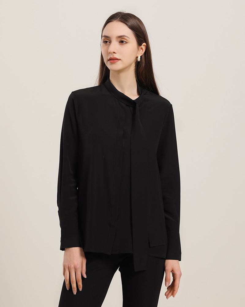 Bow-Tie Silk Shirt for Women