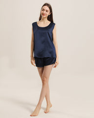 Silk Sleeveless Silk Two Piece Pajamas