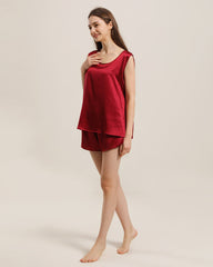 Silk Sleeveless Silk Two Piece Pajamas
