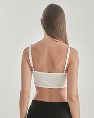 Knit Silk Bralette Square Neck Lace Crop Top