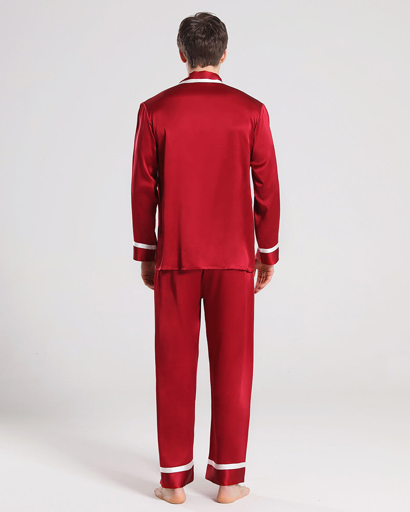 Men Silk Pajamas Sleepwear Set