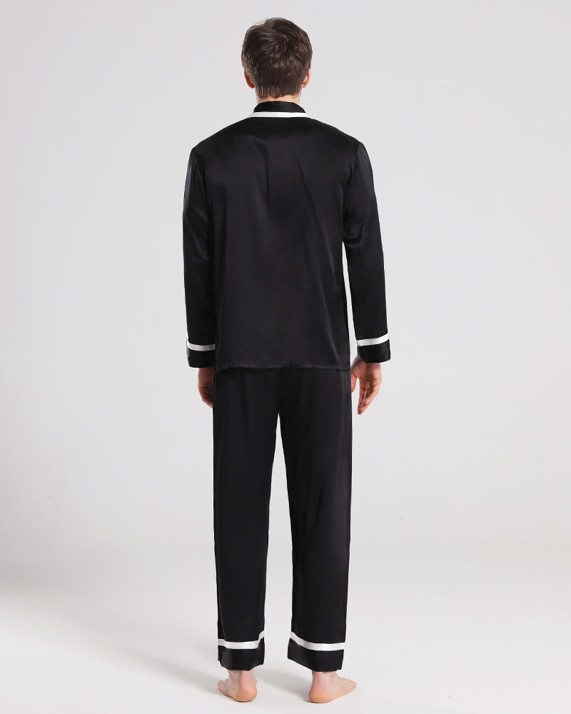Men Silk Pajamas Sleepwear Set