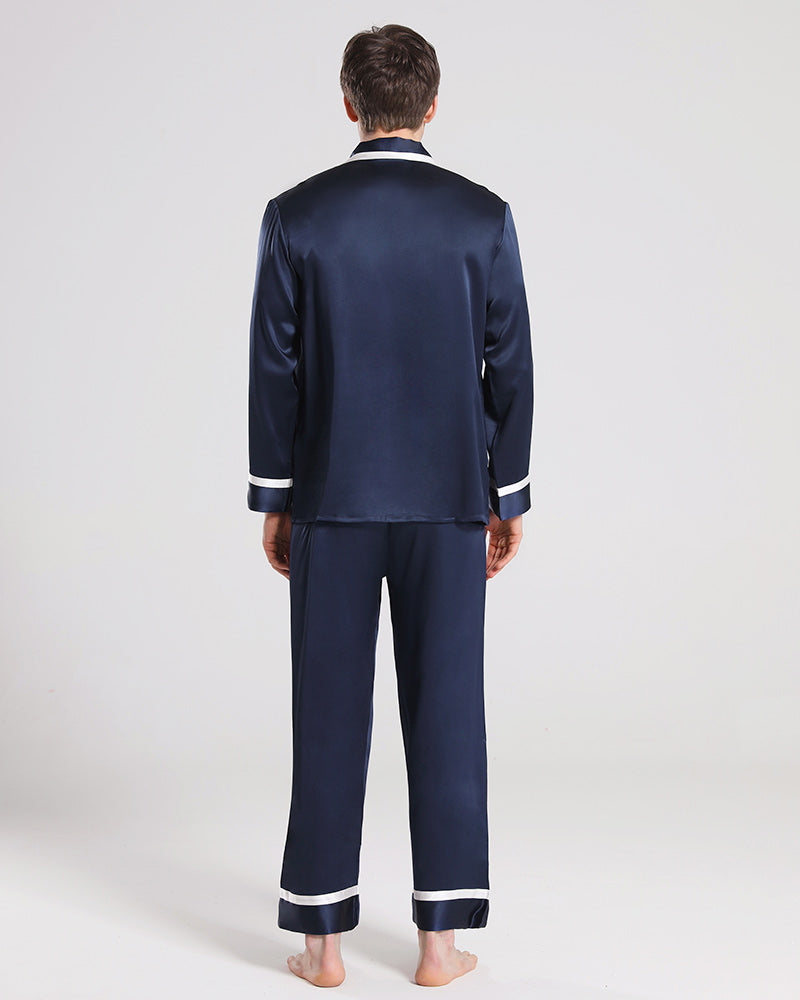 Men Silk Pajamas Sleepwear Set