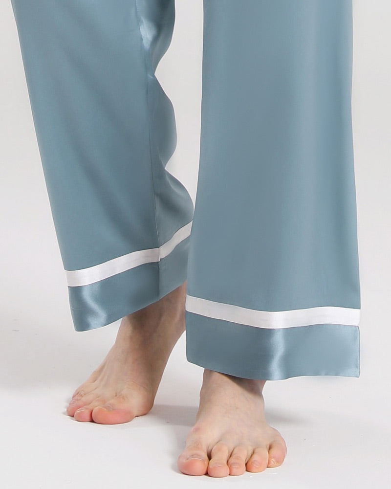 Men Silk Pajamas Sleepwear Set