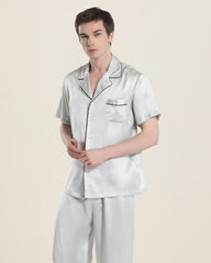 Short Sleeve 100% Silk Pajamas For Men