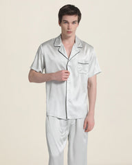 Short Sleeve 100% Silk Pajamas For Men