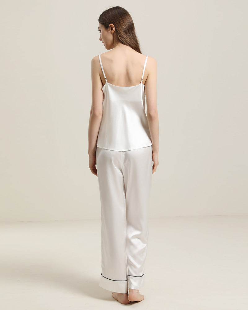 Cowl Neck Camisole Silk Pajama Set