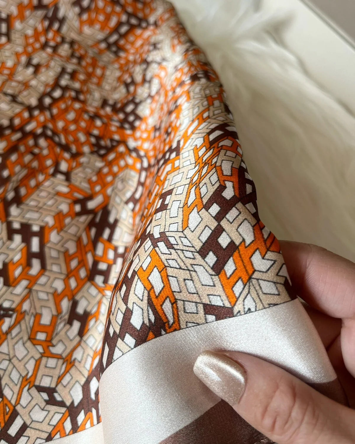 Letter H Patterned Silk Scarf