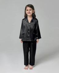 Classic Long Sleeve Kids Silk Pajama Set