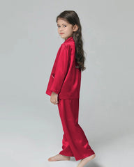 Classic Long Sleeve Kids Silk Pajama Set