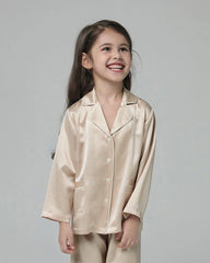 Classic Long Sleeve Kids Silk Pajama Set